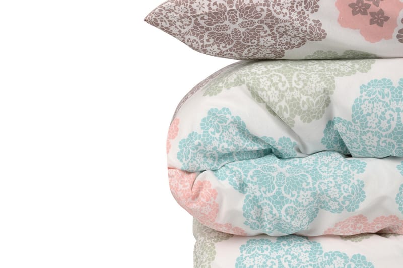 Eponj Home Sengeteppe Dobbelt 200x235+Laken+2 Putetrekk - Hvit/Turkis/Grønn/Beige - Tekstiler & tepper - Sengetøy