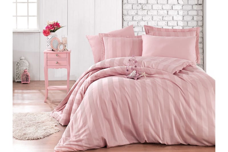 Hobby Exclusive Satin Sengetøysett, Blekrosa