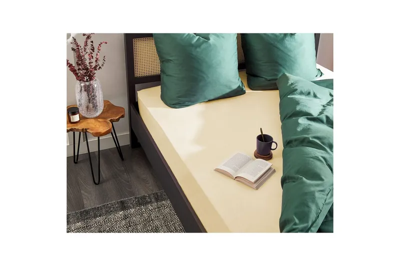 Laken med strikk Janbu Beige, 160x200 cm - Beige, 160x200 cm - Tekstiler & tepper - Sengetøy - Laken - Dra på laken