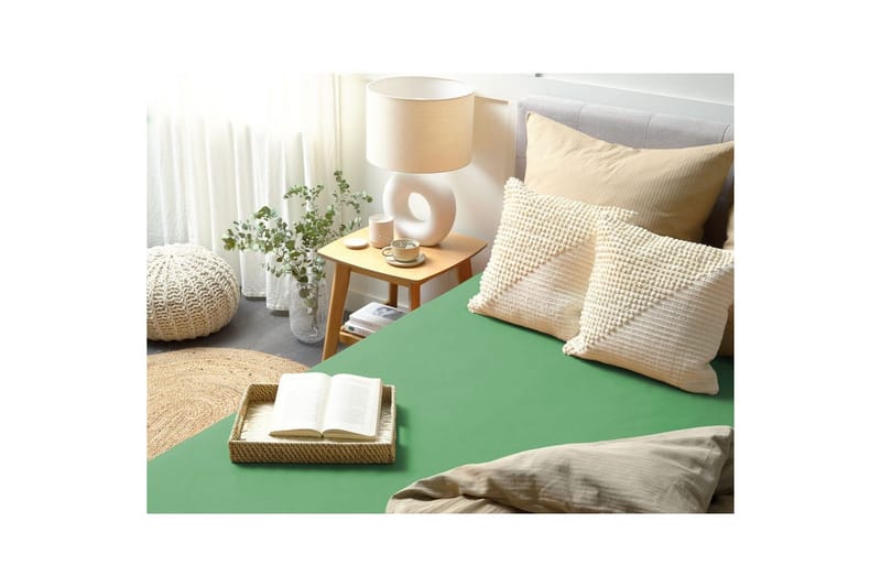 Laken med strikk Janbu Grønn, 200x200 cm - Grønn, 200x200 cm - Tekstiler & tepper - Sengetøy - Laken - Dra på laken