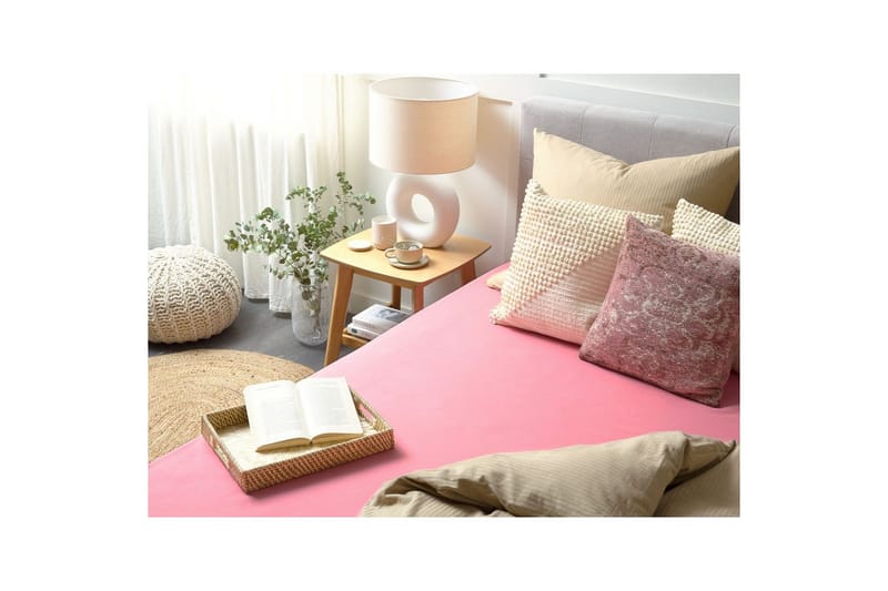 Laken med strikk Janbu Korall, 90x200 cm - Korall, 90x200 cm - Tekstiler & tepper - Sengetøy - Laken - Dra på laken