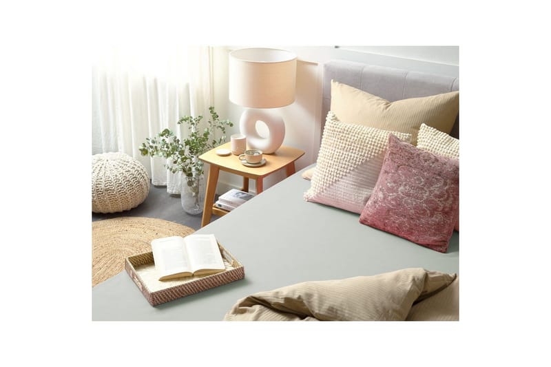 Laken med strikk Janbu Lys grønn, 200x200 cm - Lys grønn, 200x200 cm - Tekstiler & tepper - Sengetøy - Laken - Dra på laken