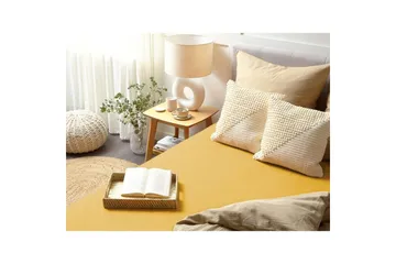 Laken med strikk Janbu Sennepsgul, 180x200 cm - Sennepsgul, 180x200 cm - Tekstiler & tepper - Sengetøy - Laken - Dra på laken