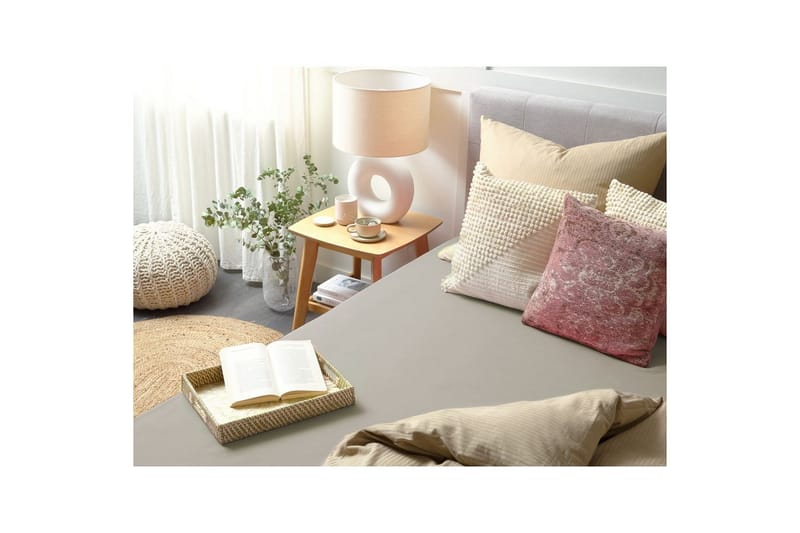Laken med strikk Janbu Taupe, 160x200 cm - Taupe, 160x200 cm - Tekstiler & tepper - Sengetøy - Laken - Dra på laken