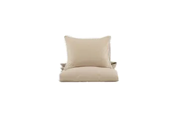Livia Sengetøysett 2-Deler 150x200/50x60 cm - Beige/Hvid - Tekstiler & tepper - Sengetøy