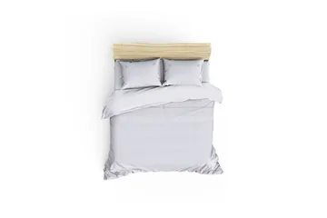 Sengetøy Cotton Box Dobbelt 6-deler Satin - Hvit/Grå - Tekstiler & tepper - Sengetøy