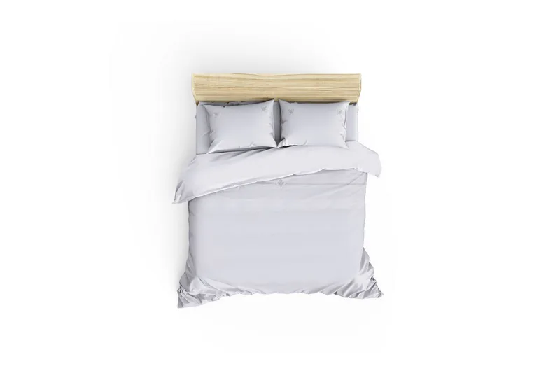 Sengetøy Cotton Box Dobbelt 6-deler Satin - Hvit/Grå - Tekstiler & tepper - Sengetøy