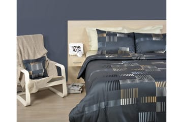 Sengetøy Eponj Home Dobbelt 4-deler - Antrasitt/Gul/Hvit - Tekstiler & tepper - Sengetøy