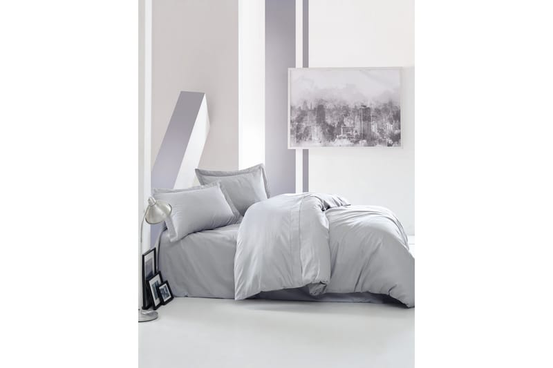 Sengetøysett Cotton Box Dobbelt 4-deler Premium Satin - Grå - Tekstiler & tepper - Sengetøy - Sengesett