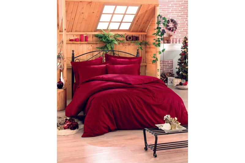 Sengetøysett Cotton Box Dobbelt 4-deler Premium Satin, Mørkerød