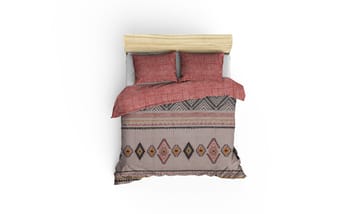 Botswana sengesett 240x220 cm - Teglrød Gul Hvit Svart - Tekstiler & tepper - Sengetøy - Sengesett