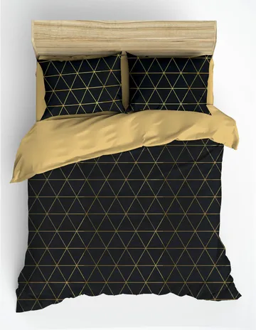 Branlor sengesett 240x220 cm - Gull og Svart - Tekstiler & tepper - Sengetøy - Sengesett - Dynetrekksett dobbeltseng