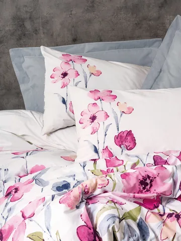 Carla sengesett 240x220 cm - Grå Hvit Rosa - Tekstiler & tepper - Sengetøy - Sengesett - Dynetrekksett dobbeltseng