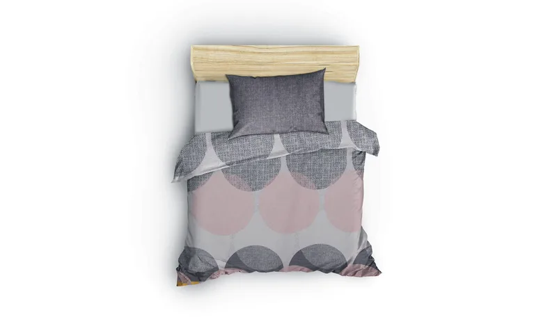 Dilsah sengesett 140x200 cm, Grå Rosa Hvit