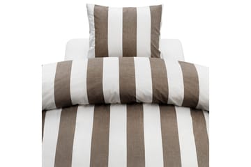 Dynetrekk 2-dels sett Blokk stripe Brun - Brun - Tekstiler & tepper - Sengetøy - Sengesett