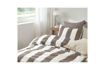 Dynetrekk 2-dels sett Blokk stripe Brun - Brun - Tekstiler & tepper - Sengetøy - Sengesett