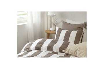 Dynetrekk 2-dels sett Blokk stripe Brun - Brun - Tekstiler & tepper - Sengetøy - Sengesett