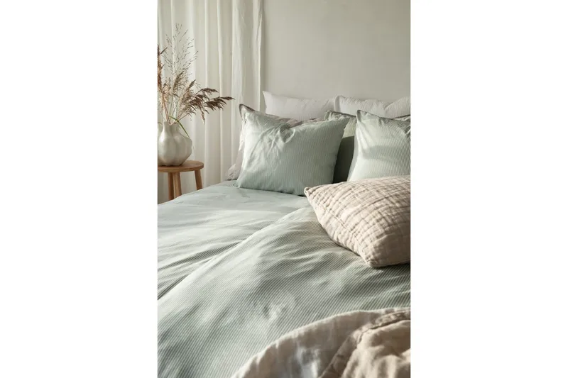 Dynetrekksett Dobbeltseng 3-Dels Thelma Stripe Grønn - Tekstiler & tepper - Sengetøy - Sengesett