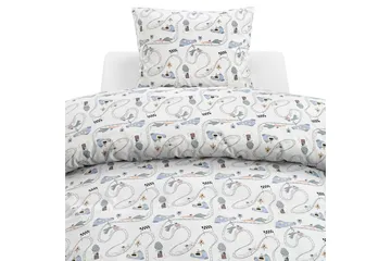 Dynetrekksett Enkeltseng 2-deler Mini Rally Hvit - Tekstiler & tepper - Sengetøy - Sengesett