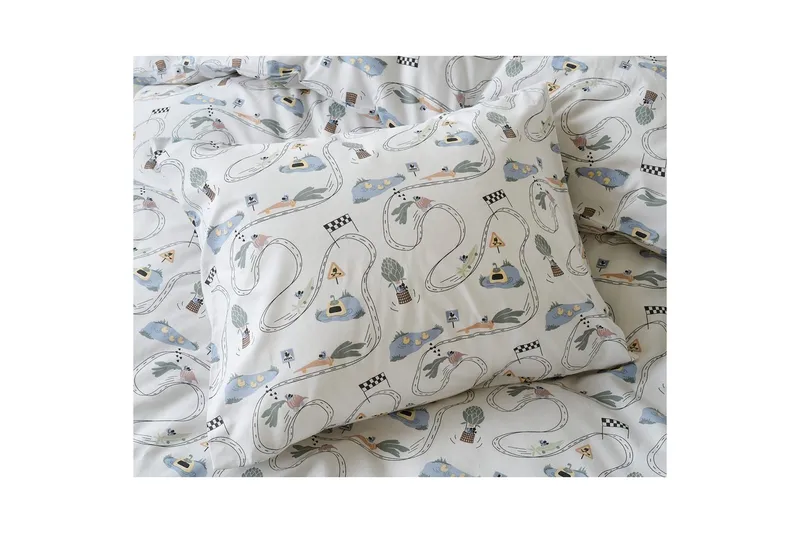 Dynetrekksett Enkeltseng 2-deler Mini Rally Hvit - Tekstiler & tepper - Sengetøy - Sengesett