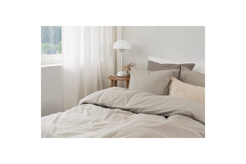 Dynetrekksett Enkeltseng 2-Delers Birger Flanell - Greige - Tekstiler & tepper - Sengetøy - Dyne