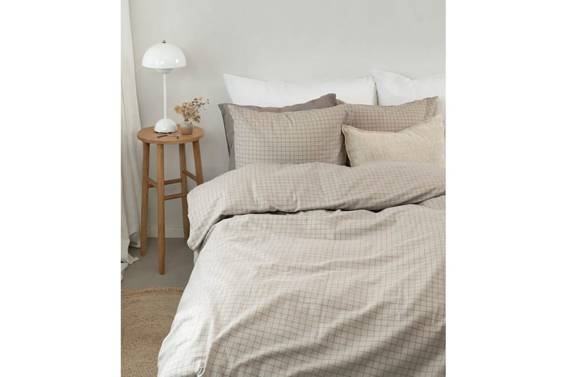 Dynetrekksett Enkeltseng 2-Delers Birger Flanell - Greige - Tekstiler & tepper - Sengetøy - Dyne