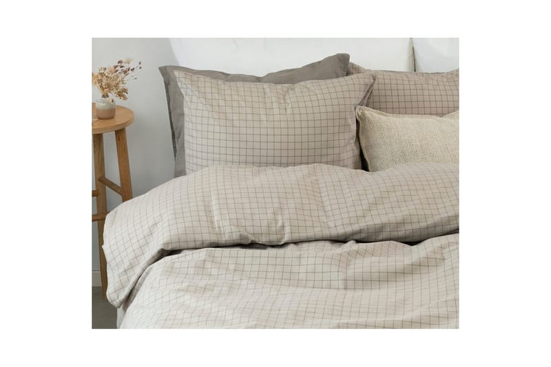 Dynetrekksett Enkeltseng 2-Delers Birger Flanell - Greige - Tekstiler & tepper - Sengetøy - Dyne