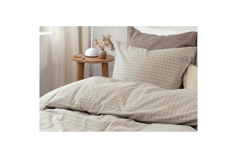 Dynetrekksett Enkeltseng 2-Delers Birger Flanell - Greige - Tekstiler & tepper - Sengetøy - Dyne