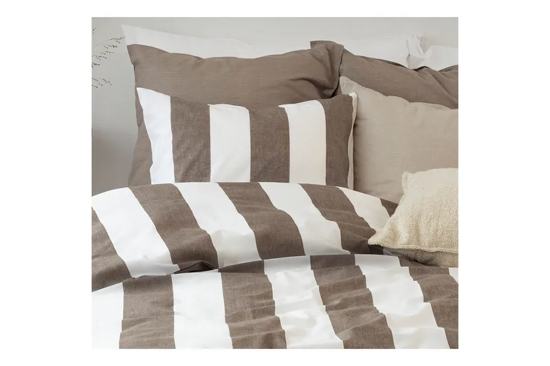 Dynetrekksett Enkeltseng 2-Delers Block stripe - Brun - Tekstiler & tepper - Sengetøy - Sengesett