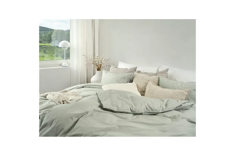 Dynetrekksett Enkeltseng 2-Delers Chambray Grønn - Tekstiler & tepper - Sengetøy - Sengesett