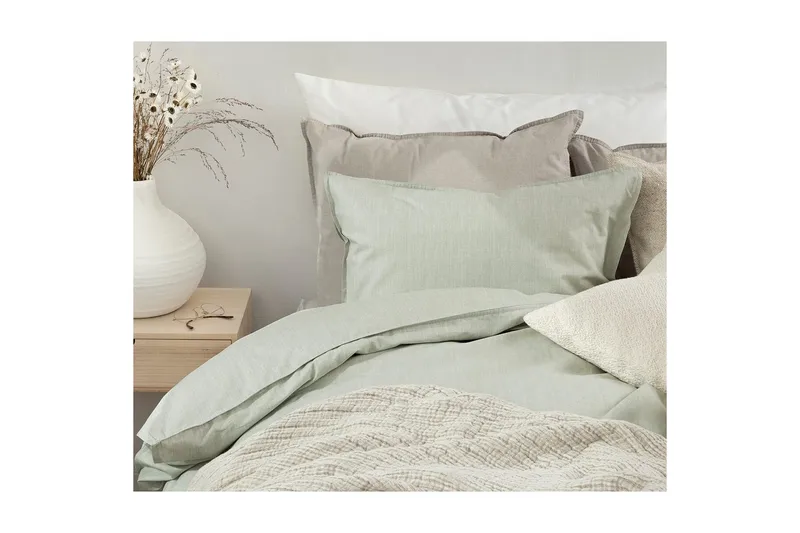 Dynetrekksett Enkeltseng 2-Delers Chambray Grønn - Tekstiler & tepper - Sengetøy - Sengesett