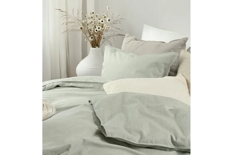 Dynetrekksett Enkeltseng 2-Delers Chambray Grønn - Tekstiler & tepper - Sengetøy - Sengesett