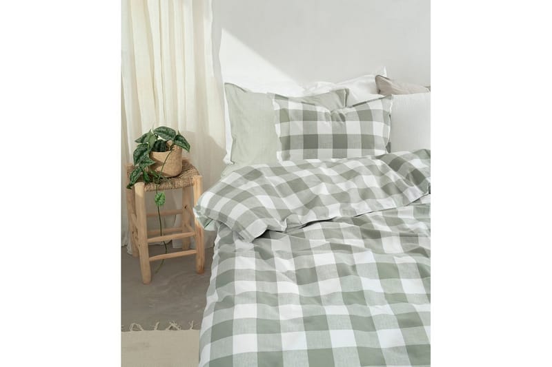 Dynetrekksett Enkeltseng 2-Delers Ruta Grønn - Tekstiler & tepper - Sengetøy - Sengesett