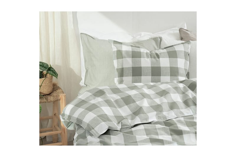 Dynetrekksett Enkeltseng 2-Delers Ruta Grønn - Tekstiler & tepper - Sengetøy - Sengesett