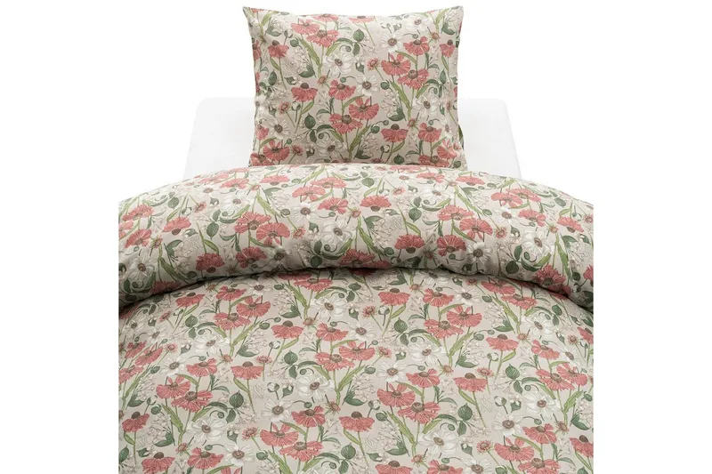 Dynetrekksett Enkeltseng 2-Dels Fleur, Rosa