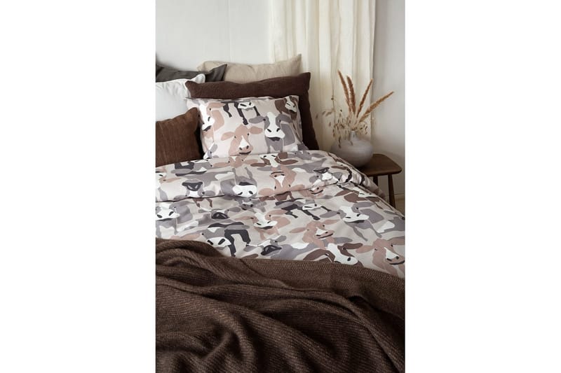 Dynetrekksett Enkeltseng 2-Dels Kossor Sand - Tekstiler & tepper - Sengetøy - Sengesett