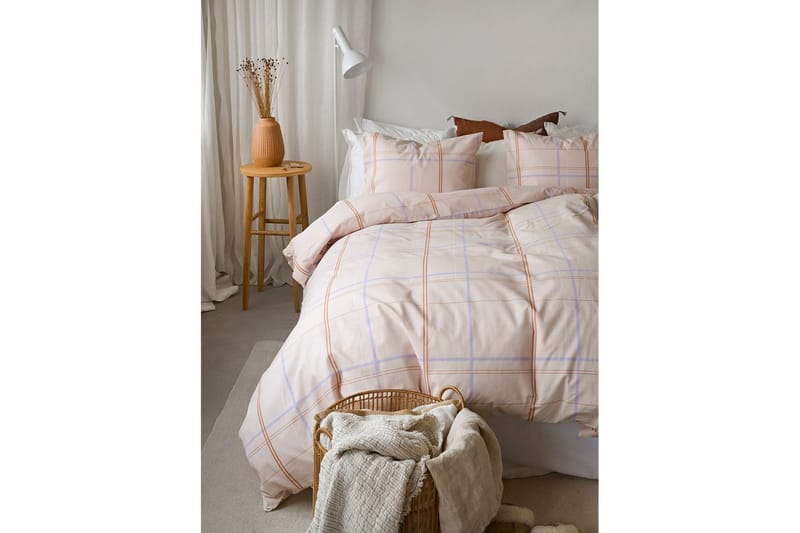 Dynetrekksett Enkeltseng 2-dels Tyra Rute - Lilla - Tekstiler & tepper - Sengetøy - Sengesett