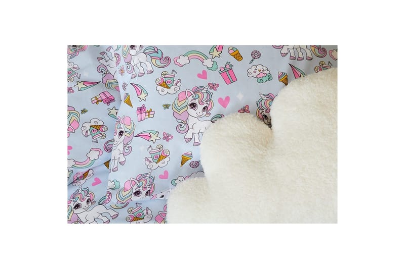 Dynetrekksett Enkeltseng 2-delt Enhjørning - Blå - Tekstiler & tepper - Sengetøy - Sengesett