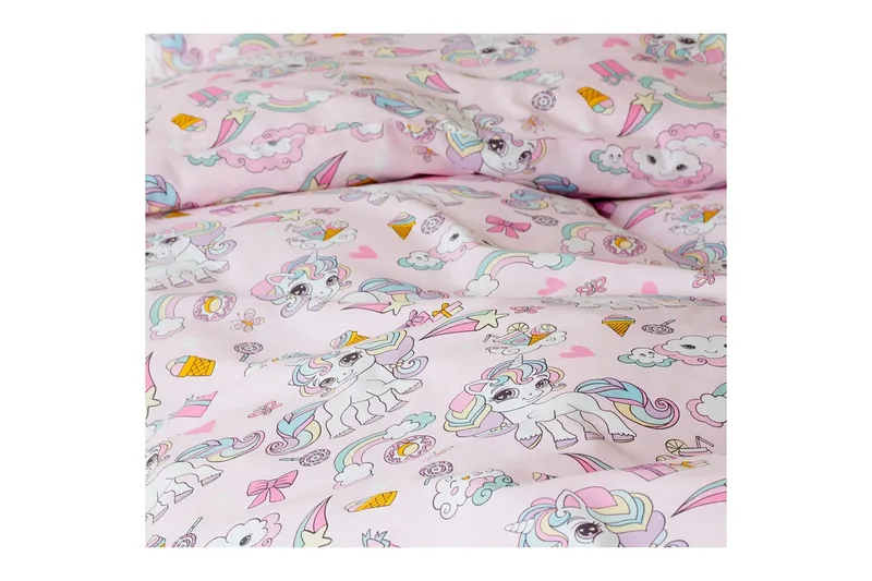 Dynetrekksett Enkeltseng 2-delt Enhjørning - Rosa - Tekstiler & tepper - Sengetøy - Dyne