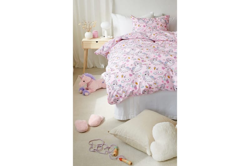 Dynetrekksett Enkeltseng 2-delt Enhjørning - Rosa - Tekstiler & tepper - Sengetøy - Dyne