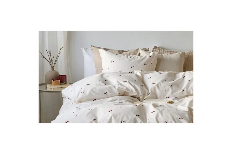 Dynetrekksett Enkeltseng 2-delt Kirsebær Sand - Tekstiler & tepper - Sengetøy - Sengesett