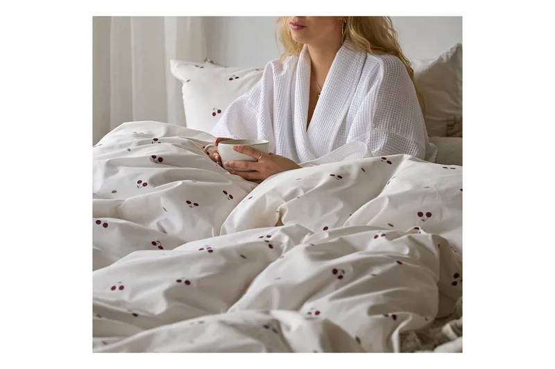 Dynetrekksett Enkeltseng 2-delt Kirsebær Sand - Tekstiler & tepper - Sengetøy - Sengesett