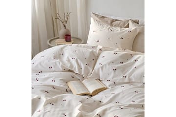 Dynetrekksett Enkeltseng 2-delt Kirsebær Sand - Tekstiler & tepper - Sengetøy - Sengesett