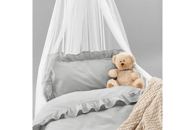 Dynetrekksett til Sprinkelseng 2-Delers Volang - Grå - Tekstiler & tepper - Sengetøy - Sengesett