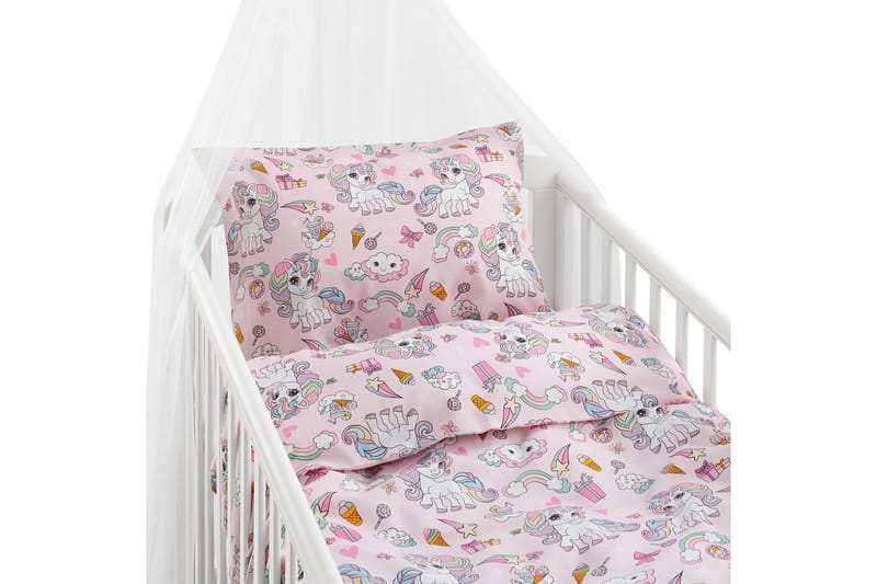 Dynetrekksett til Sprinkelseng 2-delt Enhjørning Rosa