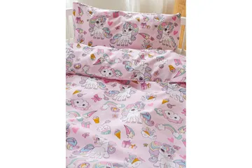 Dynetrekksett til Sprinkelseng 2-delt Enhjørning Rosa - Tekstiler & tepper - Sengetøy - Sengesett - Dynetrekksett enkeltseng