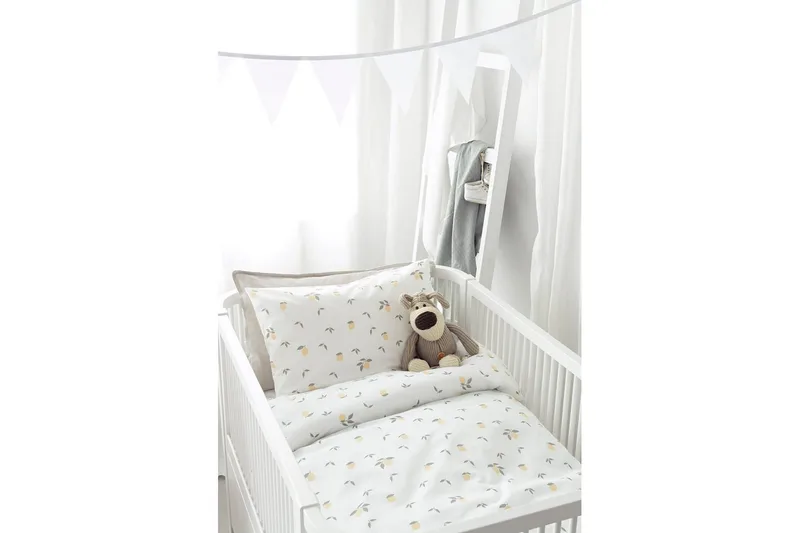 Dynetrekksett til Sprinkelseng 2-delt Sitroner Gul - Tekstiler & tepper - Sengetøy - Sengesett