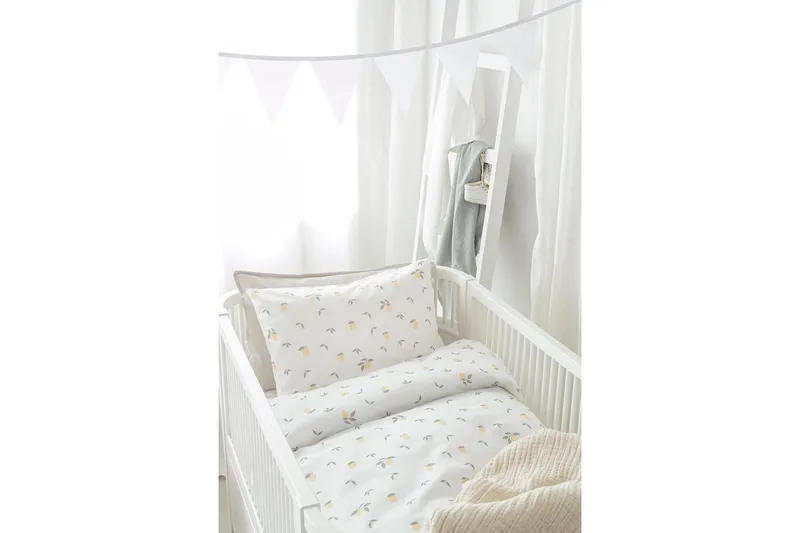 Dynetrekksett til Sprinkelseng 2-delt Sitroner Gul - Tekstiler & tepper - Sengetøy - Sengesett