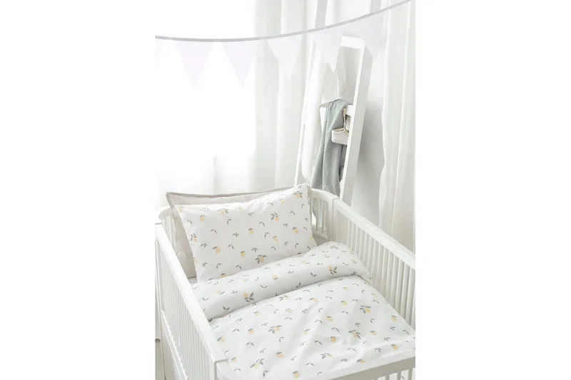 Dynetrekksett til Sprinkelseng 2-delt Sitroner Gul - Tekstiler & tepper - Sengetøy - Sengesett