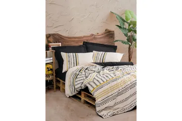 Ranforce Dobbel Dynetrekksett Calmere Svart / Hvit / Gull - Gull/Svart/Hvit - Tekstiler & tepper - Sengetøy - Sengesett